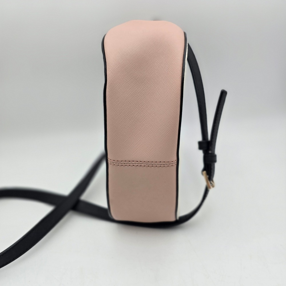 Kate Spade New York Colorblock Saffiano Leather Crossbody Bag Black Cream Pink - Picture 7 of 11